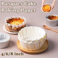 50PCS 4/6/8inch No Folding Required Basques Cake Baking Paper Oven Air Fryer Oilproof Cake Pan Liner
