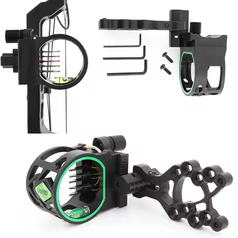 Archery Compound Bow Sight 5 Pin 0.019" Optical Fiber Micro Adjustable Aluminum Alloy Aiming Light L