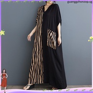 Oladivi Plus Size Fashion Striped Women Bohemian Dress Short Sleeve Casual Loose Oversized Dresses 2