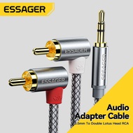 Essager แจ็ค90 ° สายเคเบิล RCA 3.5 RCA สายออดิโอ3.5มม. แจ็คเพื่อ2rca แยกตัวผู้สายเอยูเอ็กซ์สำหรับเครื่องขยายเสียงคอมพิวเตอร์ทีวีสายลำโพง DVD