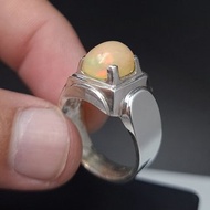 男士蛋白石戒指 澳洲蛋白石 925純銀戒指 手工戒指 男士銀戒指