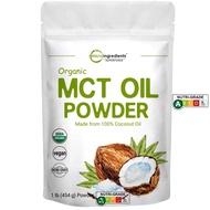 Micro Ingredients Organic MCT Oil Powder,1 Pound(16 Ounce), C8 MCT Oil for Coffee Creamer, Delicious