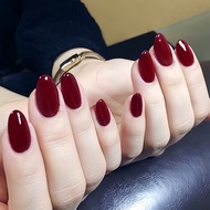 Short Almond Fake Nails Red Cat Eye Nails Short Oval Shape Fake Nails with Glue XS S M