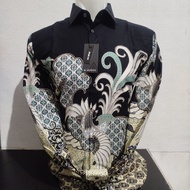 HIJAU ALISAN Batik 00673 Slimfit Long Sleeve Kawung Motif Green/ Brown baju batik lelaki baju batik 
