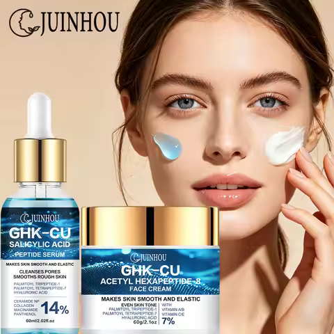 JUINHOU Face Serum Cream Set Copper Peptide Salicylic Acid Oil Control Pore Clearing for Dull Skin D