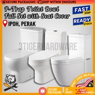 3T P-Trap Full Set Toilet Bowl With Toilet Seat Cover Set Lengkap Mangkuk Tandas 1 Piece and 2 Piece