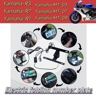 Aluminum Alloy Electric Folding Motorcycle License Plate Frame Number Holder with One Touch for Yama