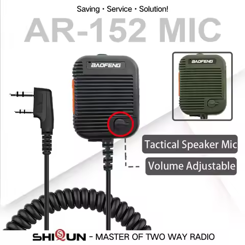Baofeng AR-152 Tactical Speaker Mic Shoulder Microphone Volume Adjustable for UV-25L UV-K5 K6 UV5R U