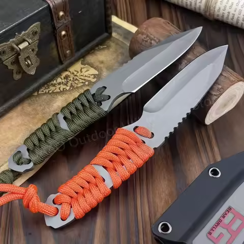 Popular Survival Compact Fixed Blade Knife with Sheath 8Cr13Mov Blade EDC Outdoor Bushcraft Knife Po