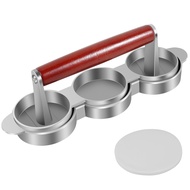 Burger Press Patty Maker Aluminum Alloy Hamburger Mold Non-Stick with 100 Patty Papers Small Meat Pa