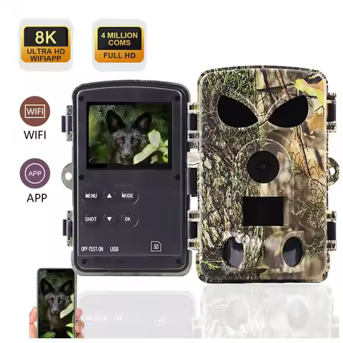 PR8000 Camera 8K 120° Motion wifi 60MP Hunting Camera with SIM Card Wireless Wildlife Cam IP65 Water