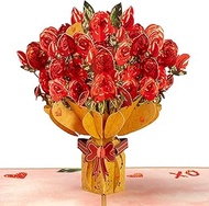 Frndly by Paper Love Pop Up Valentines Day Card, Bouquet of Roses, Handmade 3D Popup Cards, 100% Rec