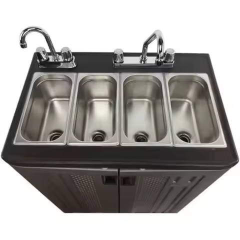 [Best Seller!]Concession Sinks - Portable Sink Hand Wash Station, 4 Compartment Basin with Hot Water