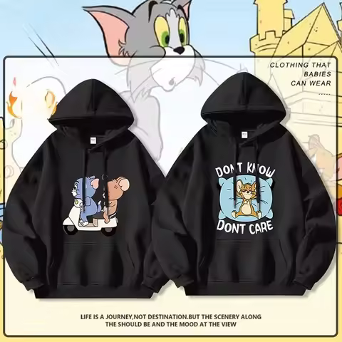 Tom and Jerry anime collaboration hoodie men autumn and winter 2D Tom and Jerry cartoon clothes for 