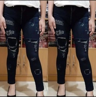 Legging ripped jeans import/legging motif jeans import/legging wanita import/legging import