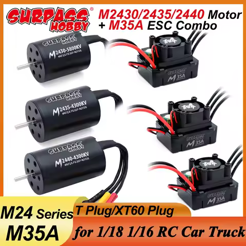 SURPASS HOBBY Combo M2430 M2435 M2440 Waterproof Brushless Motor M35A ESC 2-3S for 1/18 1/16 RC Car 