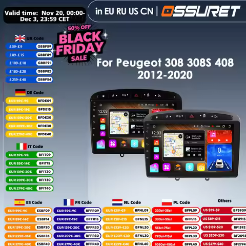 8G+128G Carplay DSP 9 Inch AI Car Radio GPS RDS DSP Multimedia Player for Peugeot 408 308 308SW 2din