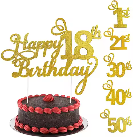 1PC Happy Birthday Cake Topper 1st 18th 21th 30th 40th 50th Age Happy Birthday Cake Decoration Party