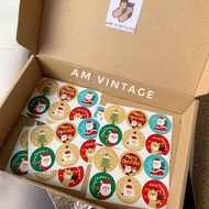 [6pcs / Set] Round Sticker "Sweet Christmas" Decorated Vintage Gift Box