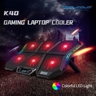 Coolcold gaming RGB laptop cooler 12-17 inch Led Screen Laptop cooling pad Notebook cooler stand with Six Fan and 2 USB Ports