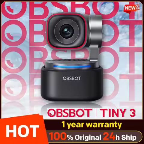 OBSBOT Tiny 3 AI-Powered Spatial Audio 4K PTZ Webcam, Compact 4K USB PTZ Webcam with 4x Zoom·