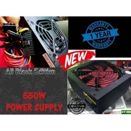 500W/550W ATX POWER SUPPLY ( BLACK EDITION ) with 12CM Silent Fan & 3 Sata Cable