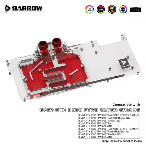 BARROW Full Coverage Water Block use for EVGA RTX3090/3080 FTW3 ULTRA HYDRO COPPER GAMING Cooling GP
