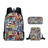 Around The Game Alphabet Lore Three-piece School Bag Student Backpack Shoulder Bag Pencil Case Children's Gifts