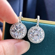 Bestone S925 Silver Fashion Simple 5 Carat Round Earrings Vintage Earrings for Gift