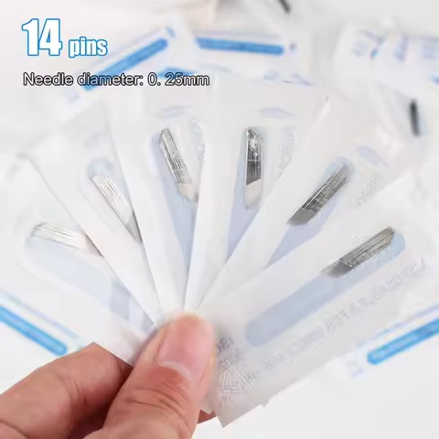 10/50/100pcs Curved 14 Pin Permanent Makeup Eyebrow Tatoo Blade Microblading Needles For 3D Embroide
