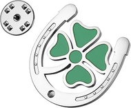 Horseshoe Four Leaf Clover Brooch for Women Irish Good Luck Shamrock Brooch Lucky Horseshoe Clover J