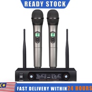 UHF Wireless Microphone Karaoke System 2 Channel 2 Cordless Handheld Mic KTV