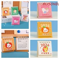 ALISONDZ Mini Desk Calendar, Standing Flip Calendar Agenda Organizer 2024 Calendar, Cartoon Daily Schedule Schedule Planner Yearly Agenda Festival Gifts