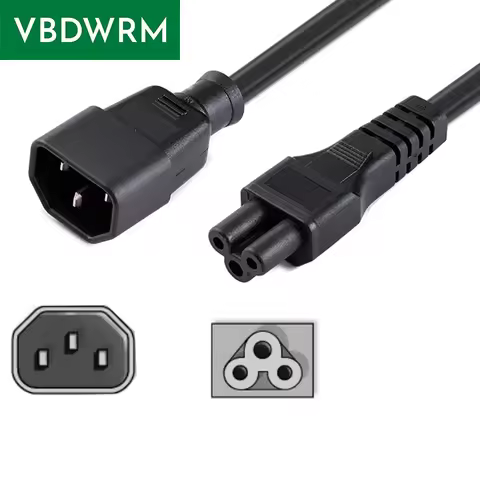 C5 to C14 Mains Power Cord IEC 60320 C14 to IEC 60320 C5 Power Adapter Converter Cable 1.5M 3X0.75mm