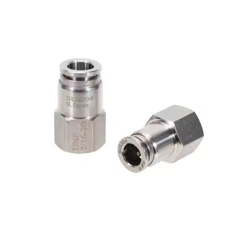 All Stainless Steel 8/9.5mm Push In to 7/16"-20UNF(1/4"FFL) Dual O-ring Design Beer Keg Thread Ball 