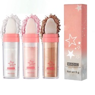 3 Colors Glitter Powder Highlight Makeup, Body Brightening Natural 3D Face Blush Fairy Highlight Pow