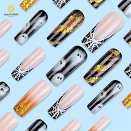 24 Piece French Gradient Spider Web False Nail Tips CY834 B7 Press On Nails Self Adhesive Style Desi