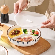 Ceramic Round Three-Compartment Plate Weight Loss Quantitative Plate Children's Rice Plate 211-Compa