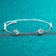 925 Sterling Silver Bracelet Female 1314 Moissanite Bracelet Plated pt950 Platinum Small Fresh Gift