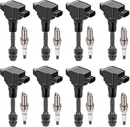 BDFHYK 8 Ignition Coil Pack UF551 and 8 Iridium Spark Plug 4505 Compatible with INFINITI 07-10 QX56,