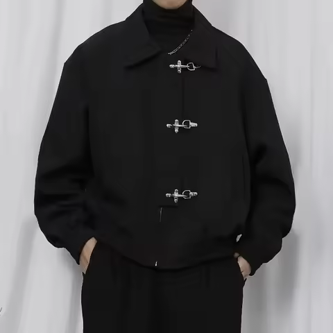 American Retro Aircraft Buckle Loose Casual Jacket Men's Women's Spring Autumn Trendy Street Small A