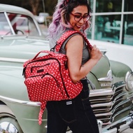 jujube black ruby BFF diaper convertible bag red white polka dots