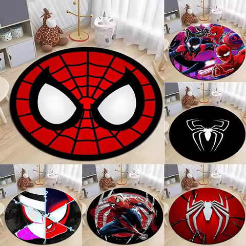 MINISO Disney Spiderman Round Carpet Children's Game Non-slip Soft Floor Mat Home Living Room Bedroo