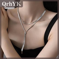 QrhYK Extra-long Pull-out Necklace Womens Niche Light Luxury Design High-end Snake Bone Chain