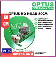 Optus Antena parabola ODU mini 60 cm  HIJAU TEBAL Solid Komplit LNB & Kabel 15 m