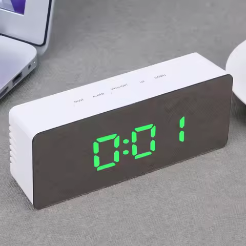 Multi-Function Mirror Alarm Clock LED Display USB Alarm Clock Radio Wake Buzzer Wake Large Numbers S