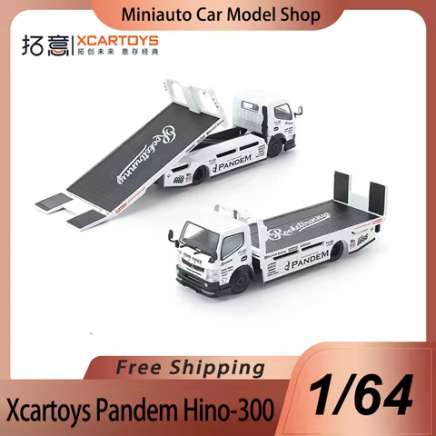 New In Stock Xcartoys Poprace 1:64 Pandem Hino-300 Fusoflatbed Transporter Alloy Miniature Car Dieca