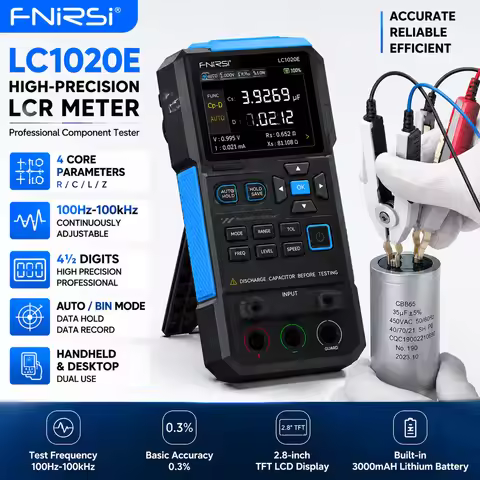 FNIRSI LC1020E 100kHz Digital Bridge LCR Meter High Precision Auto Range Resistance Capacitance Indu