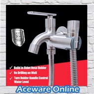 Kepala Paip Besi Anti Karat Paip Panjang Sesuai Untuk Tandas  TWO WAY FAUCET TAP WITH BIDET HOSE BAT