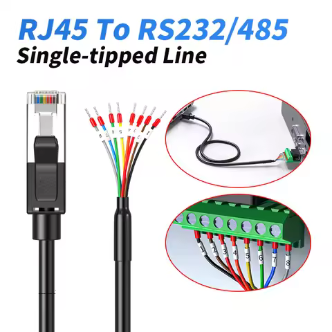 RJ45 to RS485/232 Terminal Block Cable Single Head 8P8C Switch Network Port Debugging Line PLC Seria